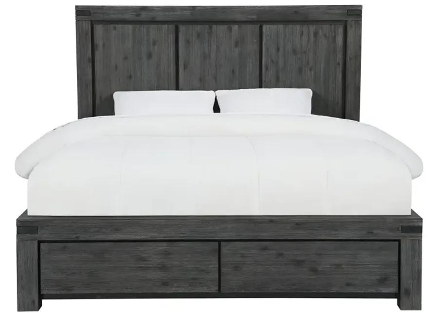 Meadow California King-Size Solid Wood Storage Bed in Graphite