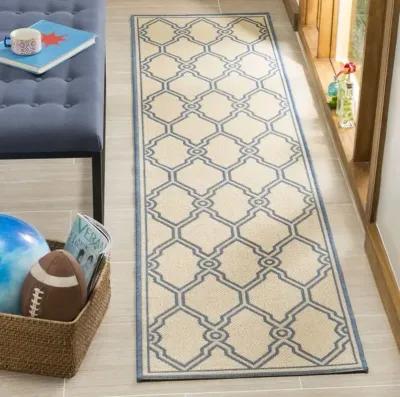 LINDEN 124 Collection LND124N-28 Cream / Blue 2'-2" X 8'