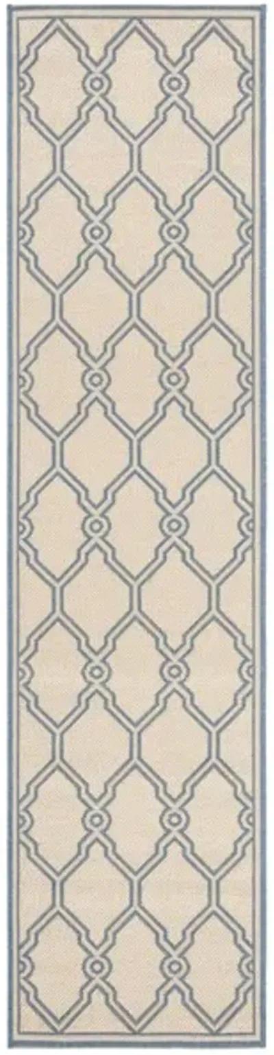 LINDEN 124 Collection LND124N-28 Cream / Blue 2'-2" X 8'