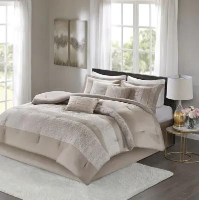 Madison Park Ava Taupe 7 Piece Chenille Jacquard Comforter Set