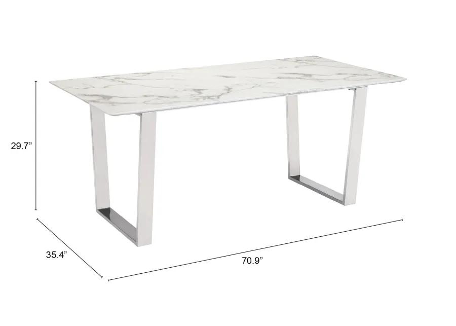 Atlas Dining Table White & Silver