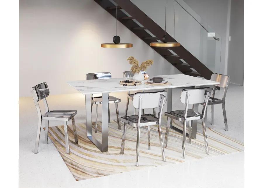 Atlas Dining Table White & Silver