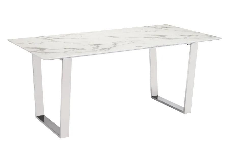 Atlas Dining Table White & Silver