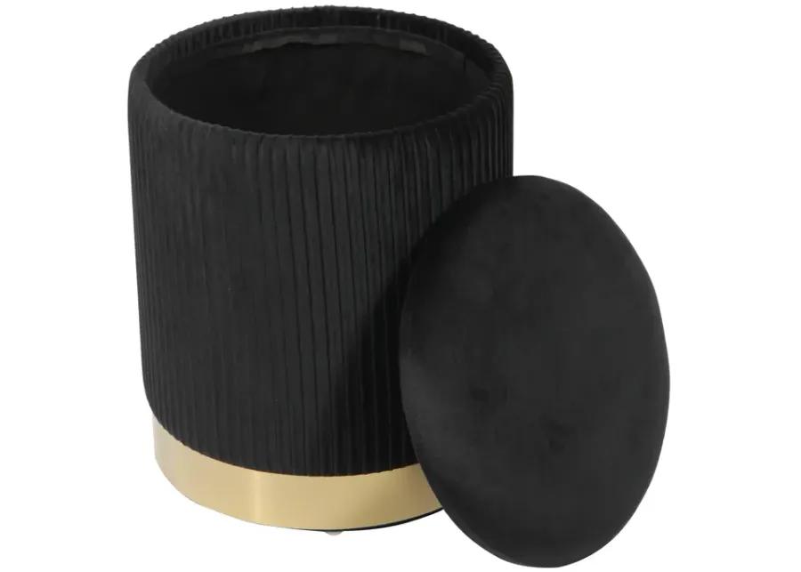 Zoe Black Velvet Storage Ottoman