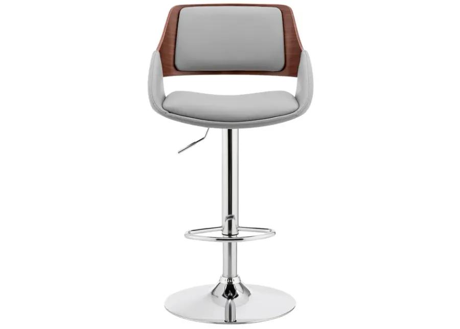 Colby Adjustable Gray Faux Leather and Chrome Finish Bar Stool