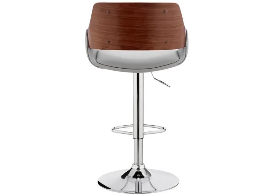 Colby Adjustable Gray Faux Leather and Chrome Finish Bar Stool