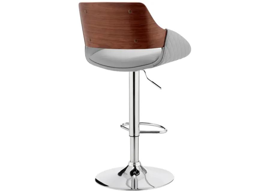 Colby Adjustable Gray Faux Leather and Chrome Finish Bar Stool