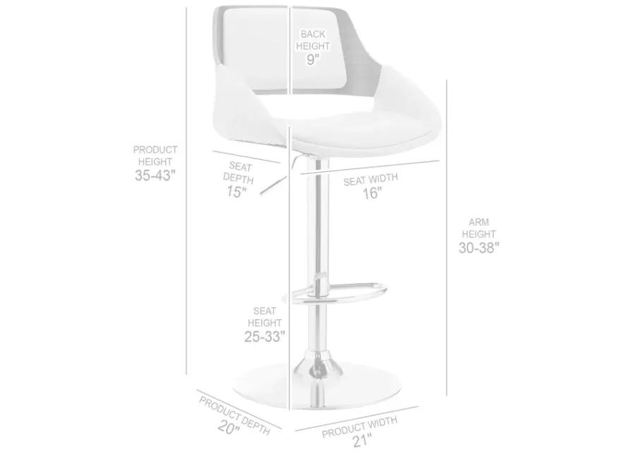 Colby Adjustable Gray Faux Leather and Chrome Finish Bar Stool