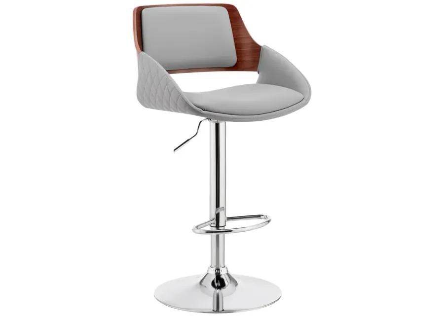 Colby Adjustable Gray Faux Leather and Chrome Finish Bar Stool