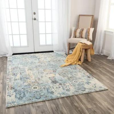 Ovation Blue/Beige distressed/classical N Z wool 5' x 8' Rectangle Rug