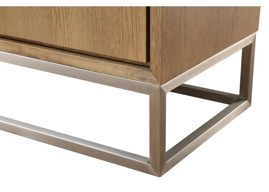 One Modern Coastal Metal Base Sideboard in White Oak and Brushed Stainless Steel