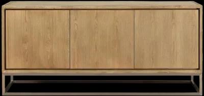 One Modern Coastal Metal Base Sideboard in White Oak and Brushed Stainless Steel