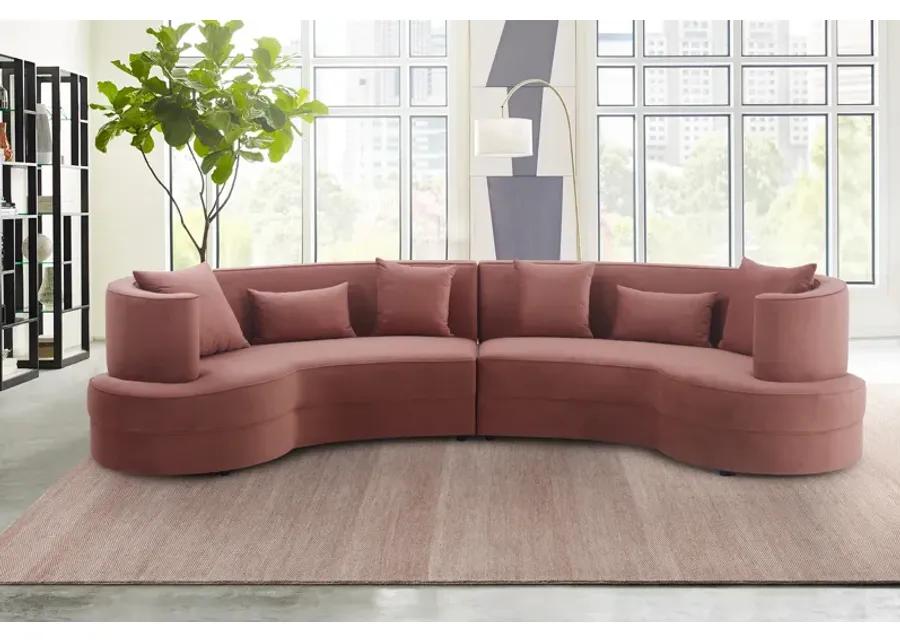 Majestic Blush Fabric Upholstered Sectional Sofa