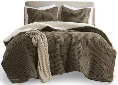 Waffle Knit Chenille Comforter Set