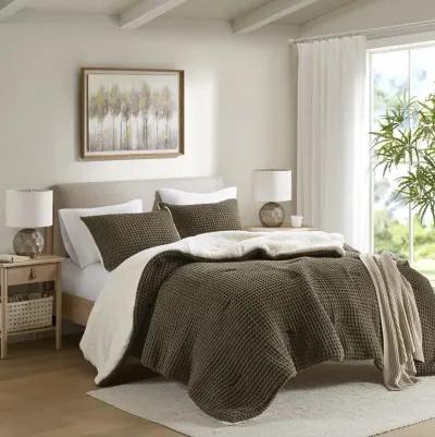 Waffle Knit Chenille Comforter Set