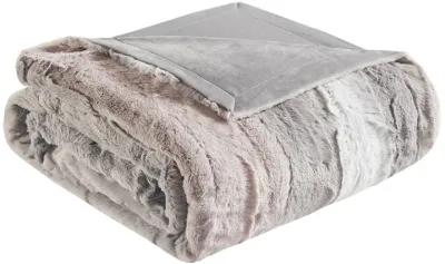 Madison Park Zuri Blush/Grey Oversized Faux Fur Throw