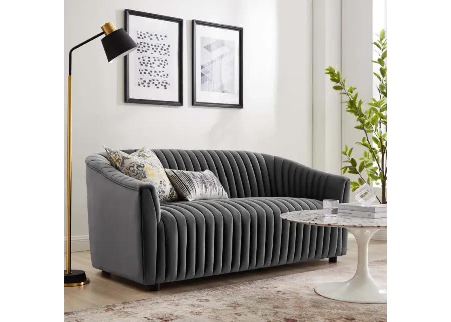 Announce Performance Velvet Channel Tufted Loveseat