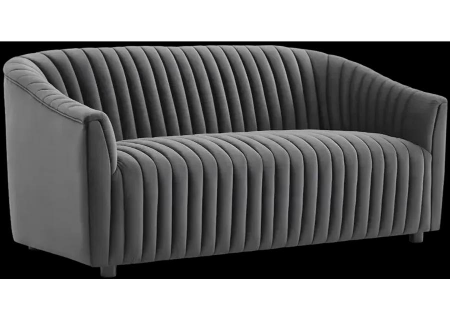 Announce Performance Velvet Channel Tufted Loveseat