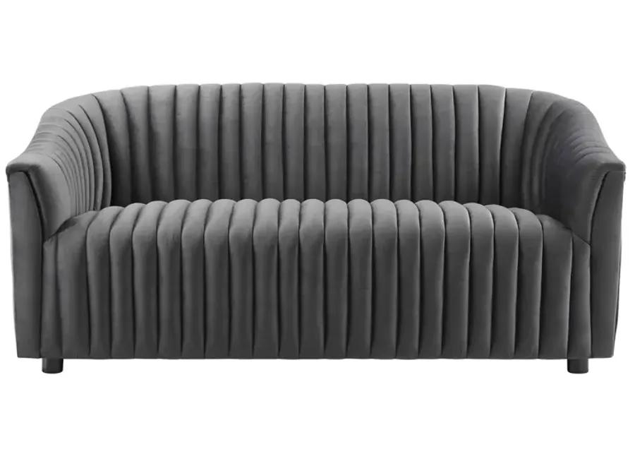 Announce Performance Velvet Channel Tufted Loveseat