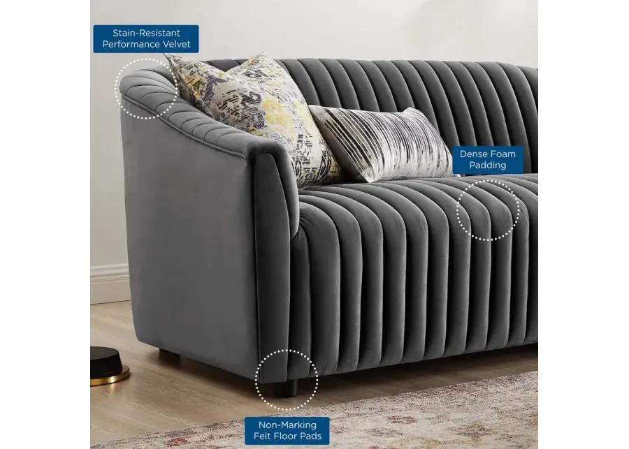 Announce Performance Velvet Channel Tufted Loveseat