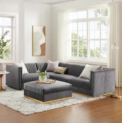 Sanguine Channel Tufted Performance Velvet 5-Piece Left-Facing Modular Sectional