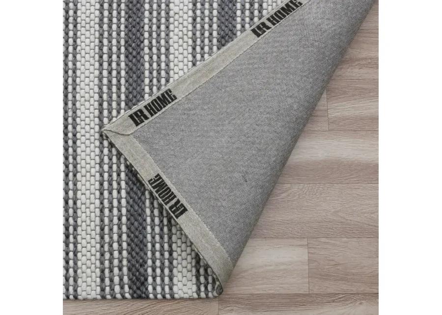 Bigen Dan Dark Gray/Ivory Transitional Striped Organic Wool Indoor Area Rug, 9' x 12'