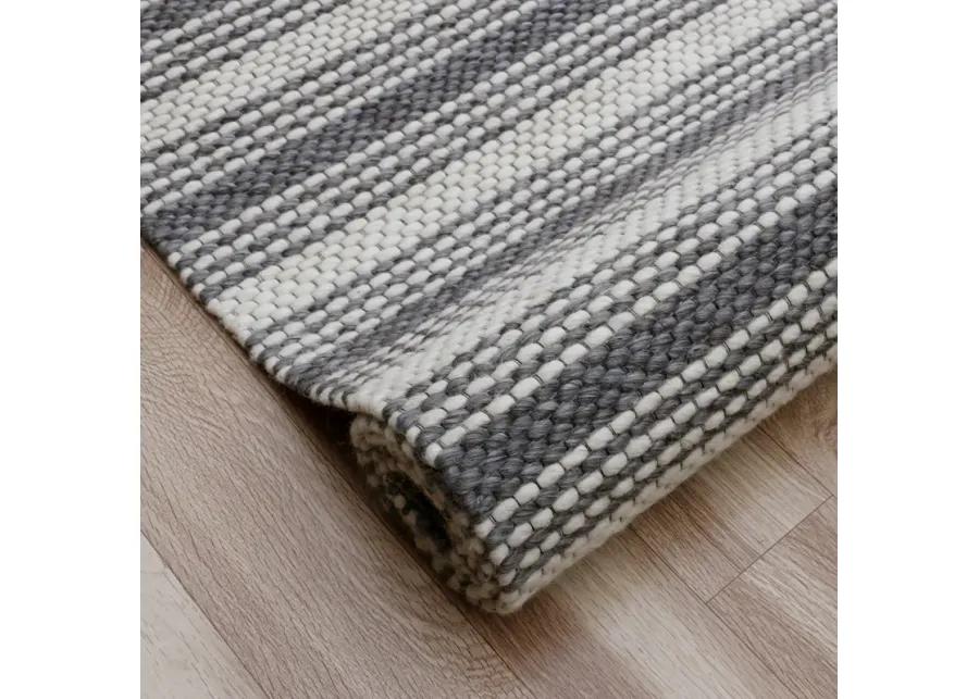 Bigen Dan Dark Gray/Ivory Transitional Striped Organic Wool Indoor Area Rug, 9' x 12'