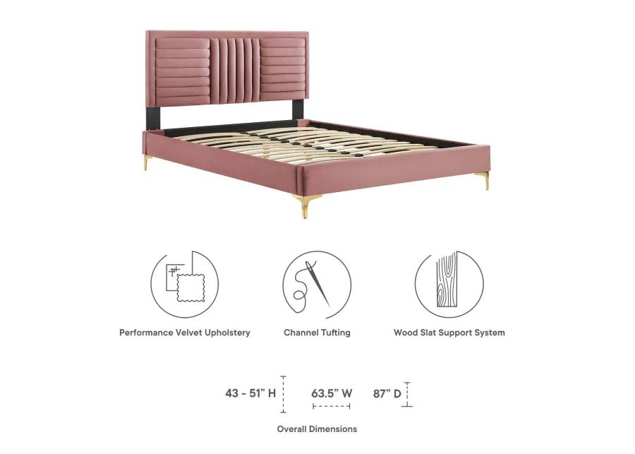 Sofia Channel Tufted Performance Velvet King Platform Bed