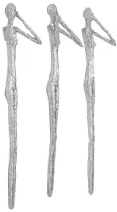 see,hear,speak no evil set of 3 silver leaf, silver leaf, set of 3