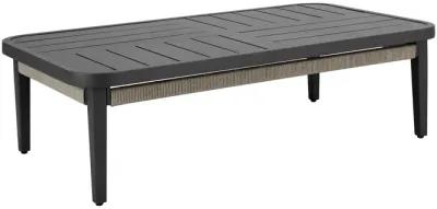 Zella Rectangular Coffee Table in Aluminum with Charcoal Finish and Light Gray Rope