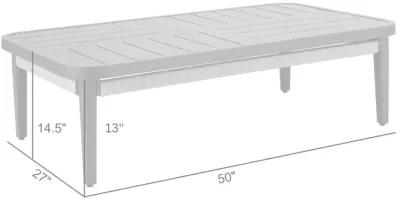 Zella Rectangular Coffee Table in Aluminum with Charcoal Finish and Light Gray Rope