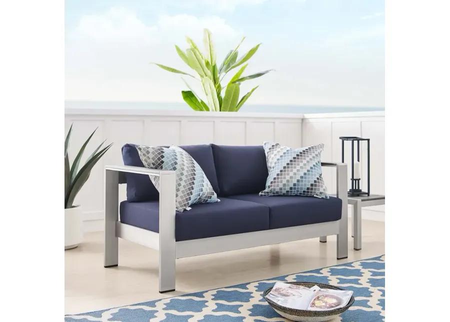 Shore Sunbrella® Fabric Aluminum Outdoor Patio Loveseat