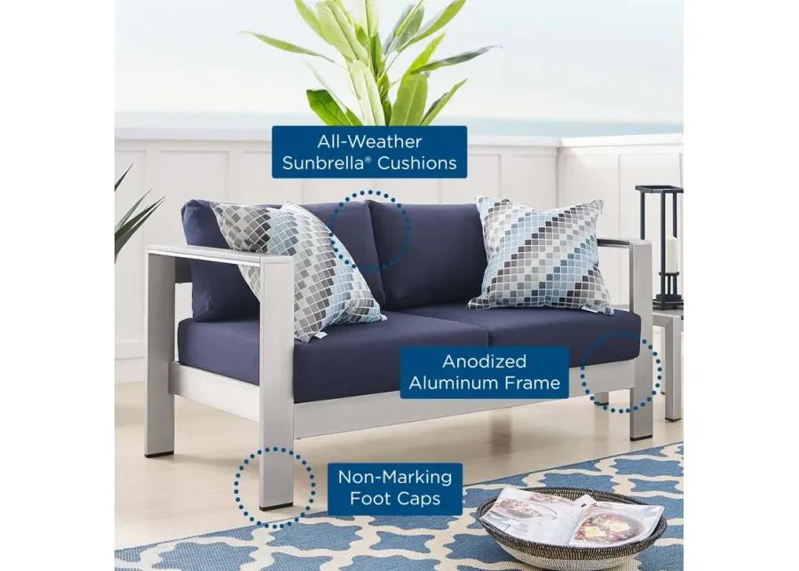 Shore Sunbrella® Fabric Aluminum Outdoor Patio Loveseat