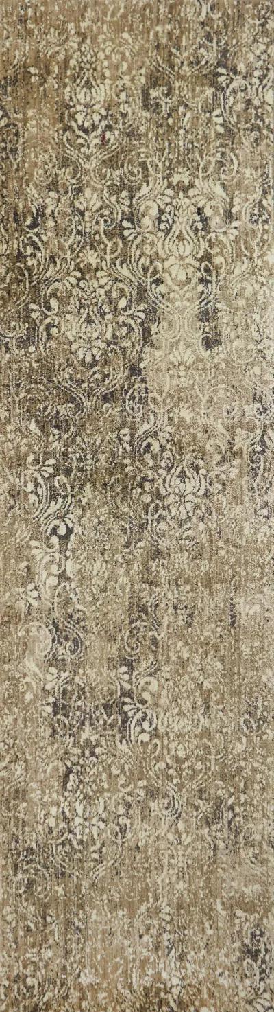 Gossamer Gold Damask 100% New Zealand Wool 2'6" x 10' Runner Rug