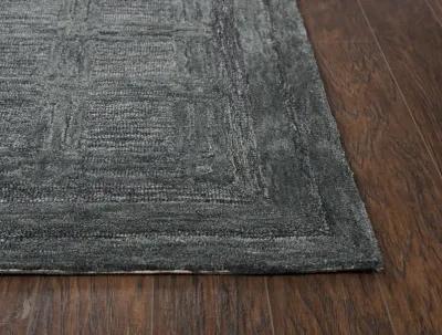 Fifth Avenue Dark Gray Squares Wool 9'x12' Rectangle Rug