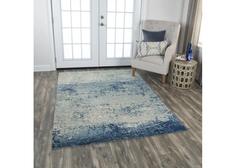 Artistry Blue Abstract NZ Wool/Tencel Blend 9'x12' Rectangle Rug