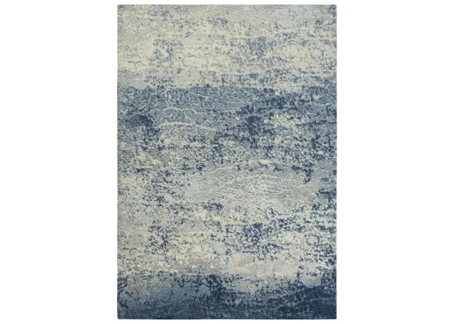 Artistry Blue Abstract NZ Wool/Tencel Blend 9'x12' Rectangle Rug