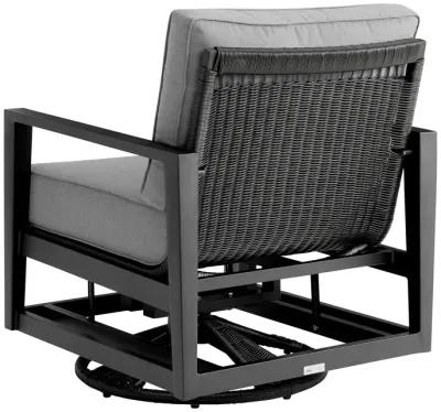 Caymen 3 Piece Black Aluminum Outdoor Seating Set with Dark Gray Cushions