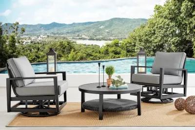 Caymen 3 Piece Black Aluminum Outdoor Seating Set with Dark Gray Cushions