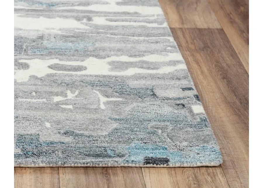 Essence Gray Abstract Wool/Recycled Polyester 8'6" x 11'6" Rectangle Rug