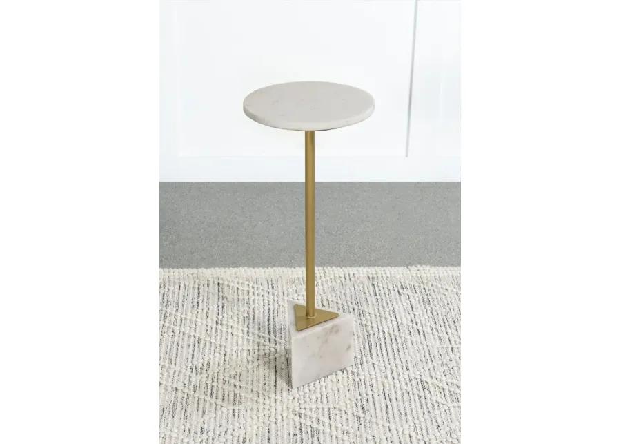 Fulcher Round Metal Side Table White and Gold