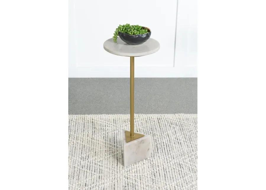 Fulcher Round Metal Side Table White and Gold