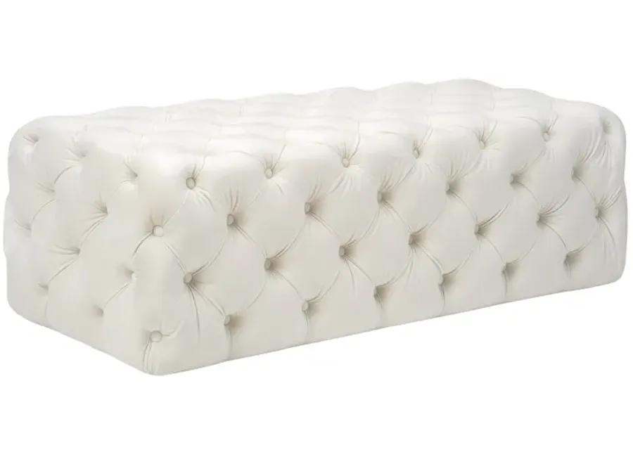 Kaylee Cream Velvet Ottoman