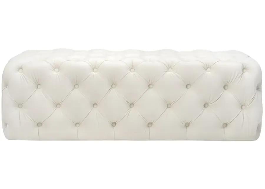 Kaylee Cream Velvet Ottoman