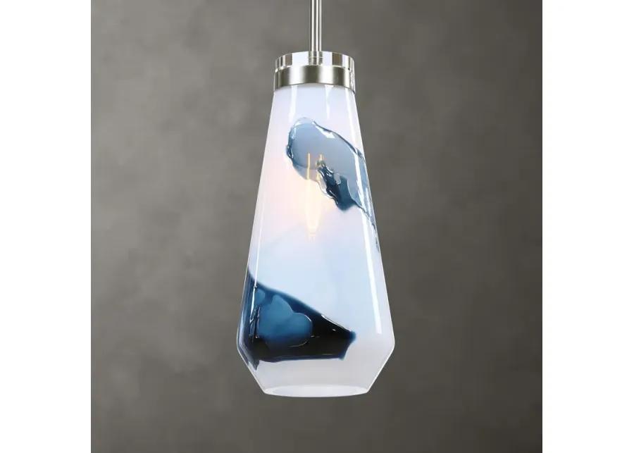 Windswept Blue & White 1 Light Mini Pendant