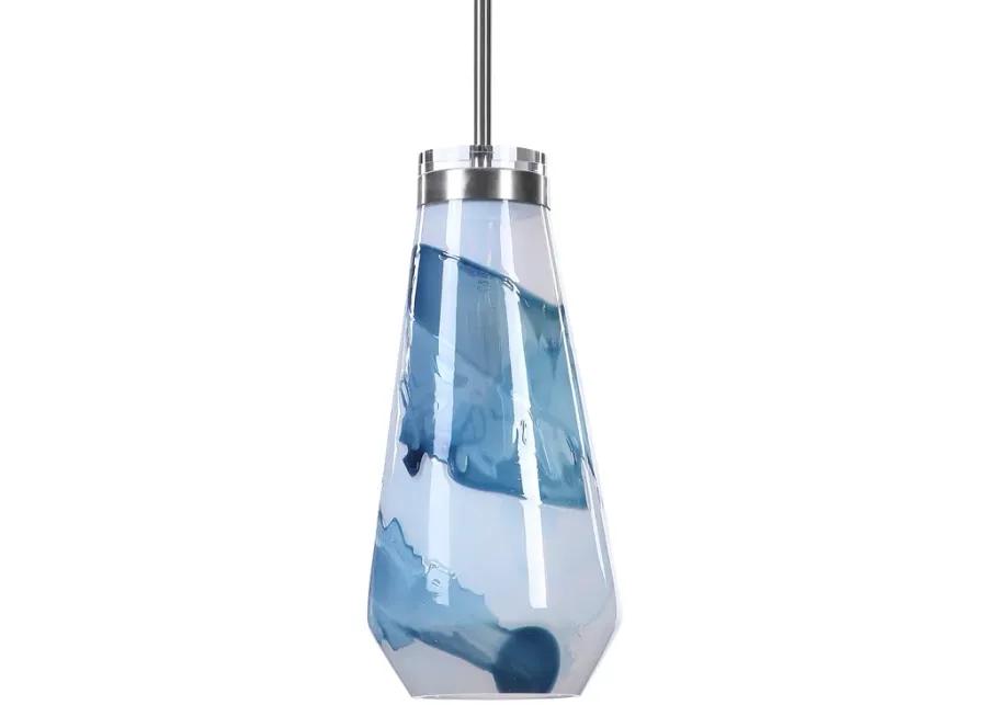 Windswept Blue & White 1 Light Mini Pendant