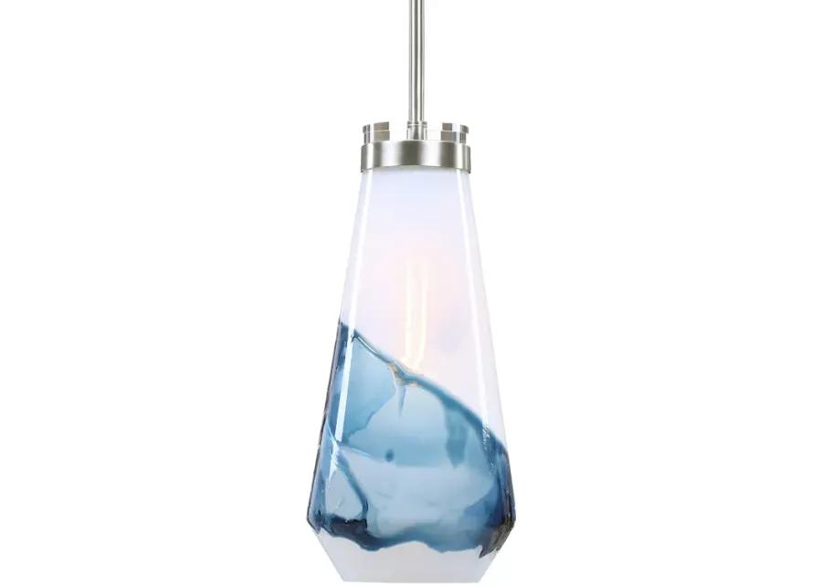 Windswept Blue & White 1 Light Mini Pendant