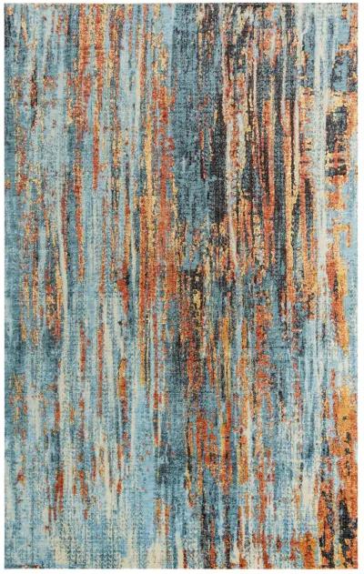 Premier Blue Abstract NZ Wool/Tencel Blend 2' x 3'  Rectangle Rug