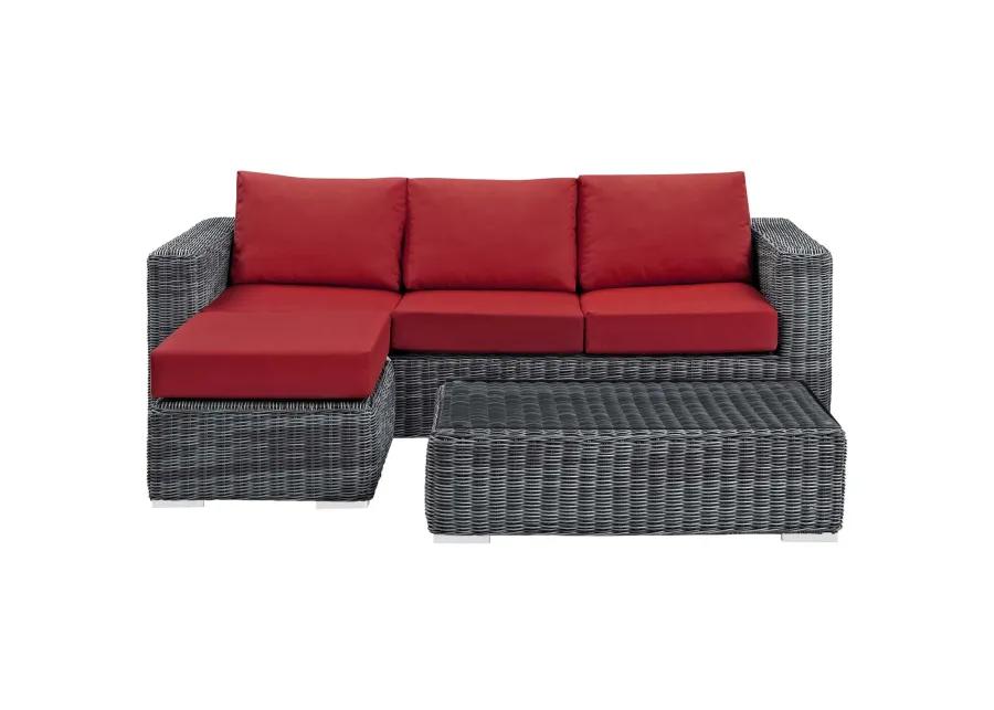 Summon 3 Piece Outdoor Patio Sunbrella® Sectional Set