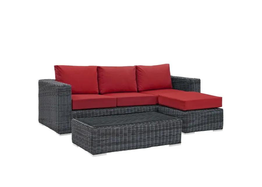 Summon 3 Piece Outdoor Patio Sunbrella® Sectional Set